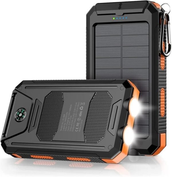 36800mAh Solar Power Bank with Flashlight - Waterproof & Durable
